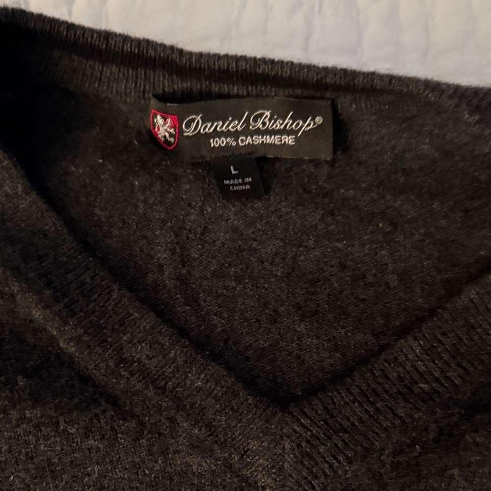 Daniel Bishop Dark Gray V-Neck Cashmere Sweater